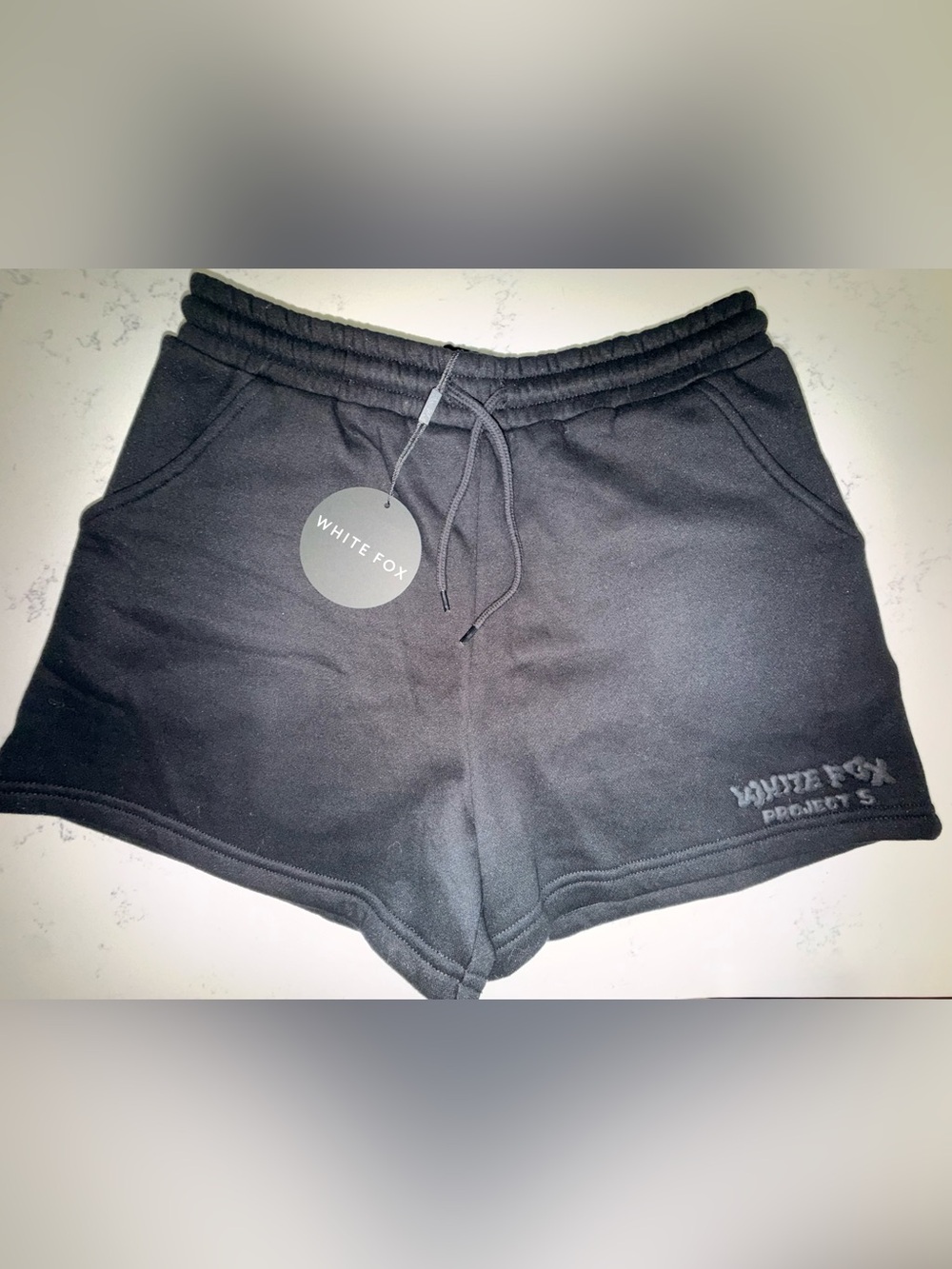 NWT White Fox PROJECT 5 Black Logo Shorts sz Medium
